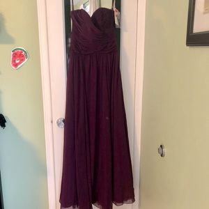 Mori Lee Eggplant Strapless Sweetheart Floor Length Bridesmaid Gown Dress.
